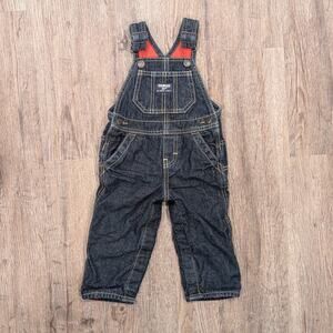 OshKosh B'Gosh Infant Baby Red Fleece Lined Overalls 12 Months